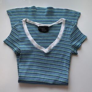 Made in USA vintage striped ribbed mini dress